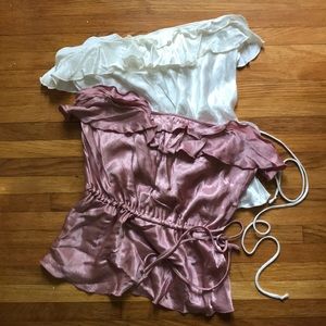 Lot of 2 strapless tops. Pink and Ivory